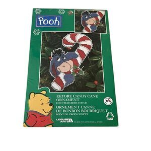 New Disney's Pooh Candy Cane Ornament Counted Cross Stitch Kit